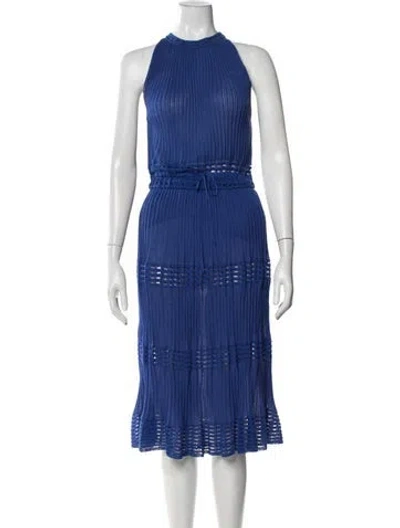 Pre-owned M Missoni Patterned Midi Length Dress In Blue
