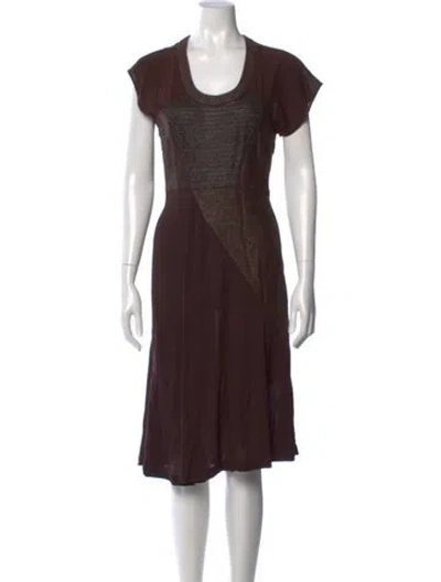 Pre-owned M Missoni Patterned Midi Length Dress In Brown