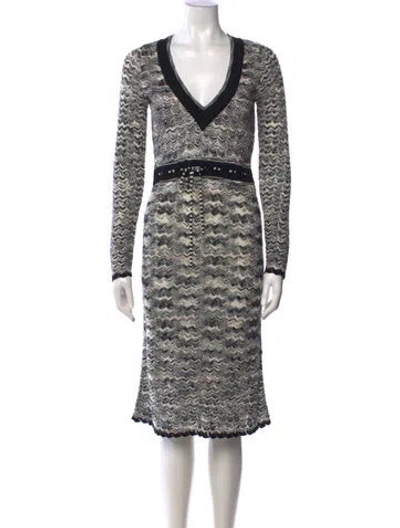 Pre-owned M Missoni Patterned Midi Length Dress In Gray