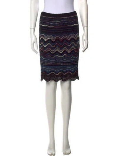 Pre-owned M Missoni Patterned Midi Length Skirt In Black