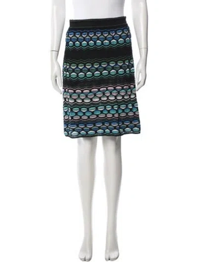 Pre-owned M Missoni Patterned Midi Length Skirt In Blue