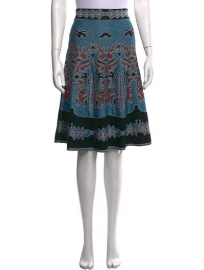 Pre-owned M Missoni Patterned Midi Length Skirt In Blue