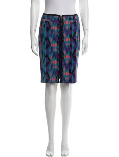 Pre-owned M Missoni Patterned Midi Length Skirt In Blue
