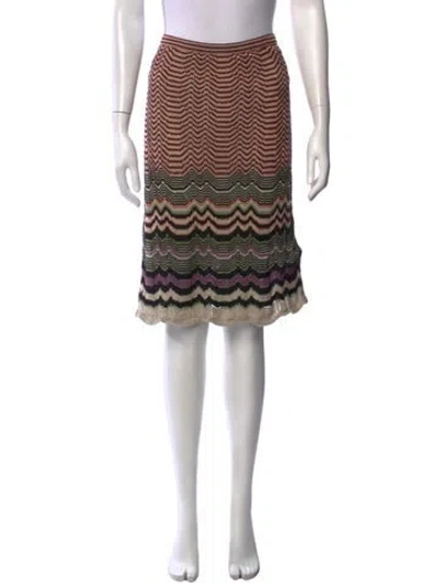 Pre-owned M Missoni Patterned Midi Length Skirt In Neutrals