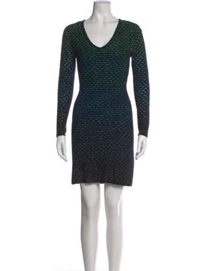 Pre-owned M Missoni Patterned Mini Dress In Black