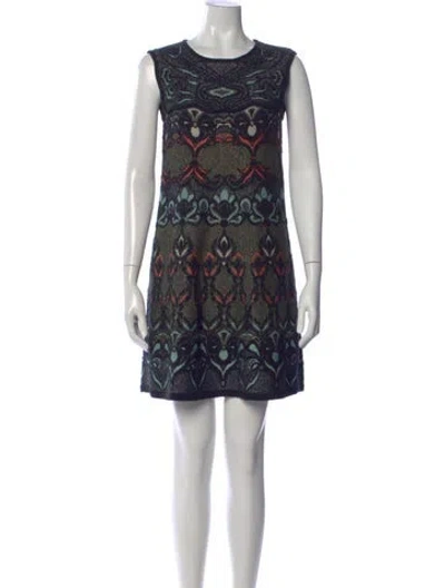 Pre-owned M Missoni Patterned Mini Dress In Black