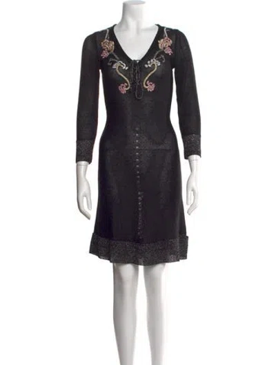 Pre-owned M Missoni Patterned Mini Dress In Black