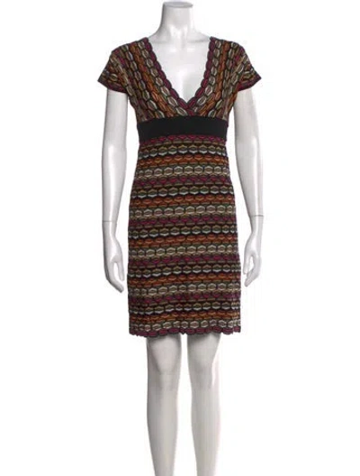 Pre-owned M Missoni Patterned Mini Dress In Black