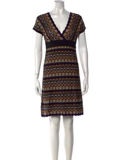Pre-owned M Missoni Patterned Mini Dress In Black