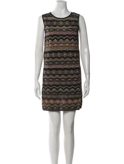 Pre-owned M Missoni Patterned Mini Dress In Black