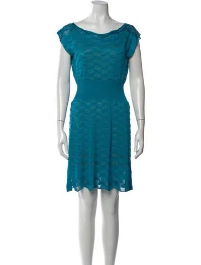 Pre-owned M Missoni Patterned Mini Dress In Blue
