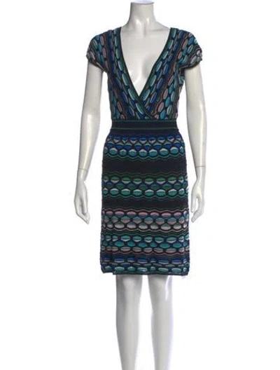 Pre-owned M Missoni Patterned Mini Dress In Blue