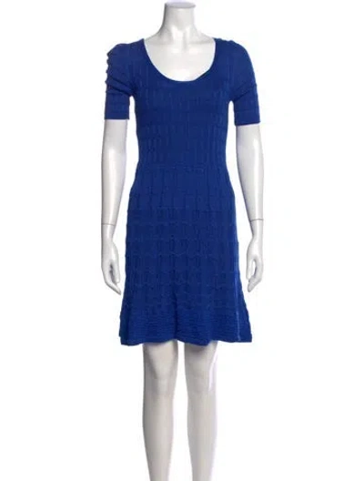 Pre-owned M Missoni Patterned Mini Dress In Blue