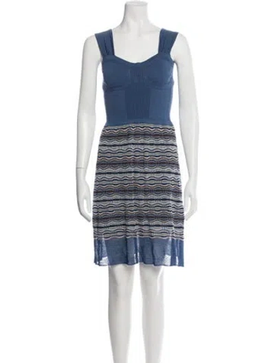 Pre-owned M Missoni Patterned Mini Dress In Blue