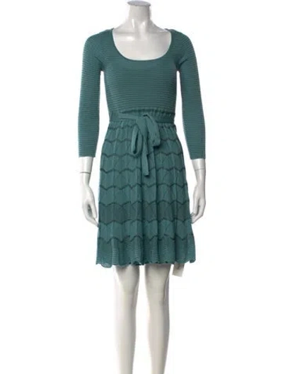 Pre-owned M Missoni Patterned Mini Dress In Blue
