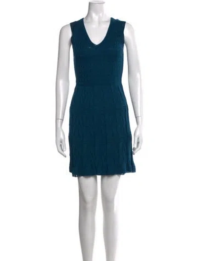 Pre-owned M Missoni Patterned Mini Dress In Blue