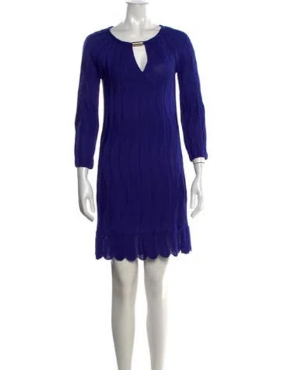 Pre-owned M Missoni Patterned Mini Dress In Blue