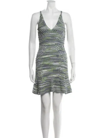 Pre-owned M Missoni Patterned Mini Dress In Blue