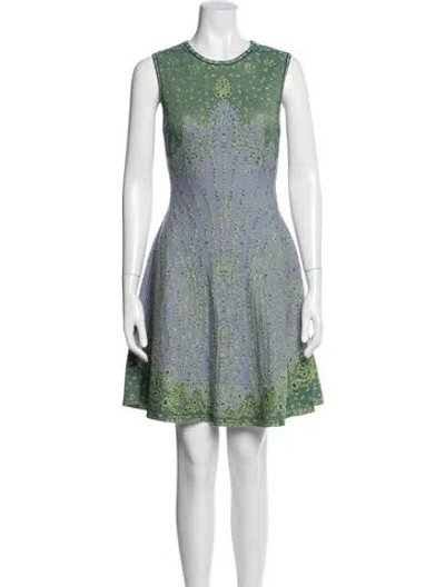 Pre-owned M Missoni Patterned Mini Dress In Green