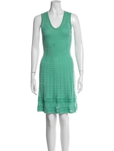 Pre-owned M Missoni Patterned Mini Dress In Green