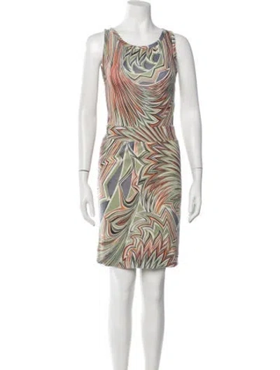Pre-owned M Missoni Patterned Mini Dress In Green