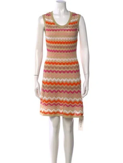 Pre-owned M Missoni Patterned Mini Dress In Neutral