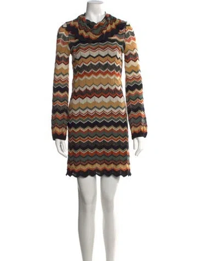Pre-owned M Missoni Patterned Mini Dress In Neutrals