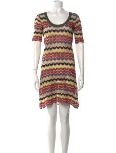 Pre-owned M Missoni Patterned Mini Dress In Orange