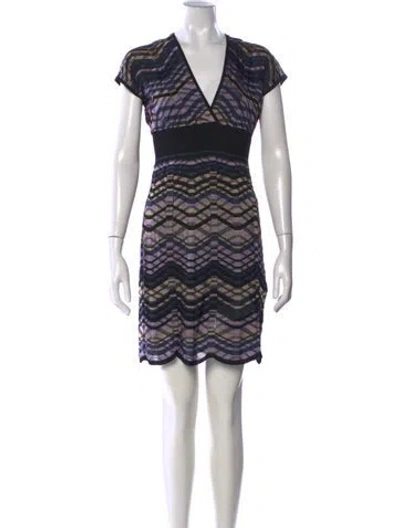 Pre-owned M Missoni Patterned Mini Dress W/ Tags In Black