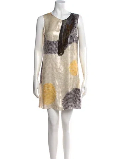 Pre-owned M Missoni Patterned Mini Dress In Yellow