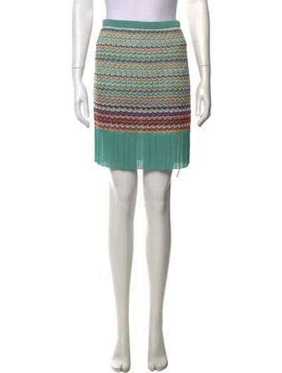Pre-owned M Missoni Patterned Mini Skirt In Blue