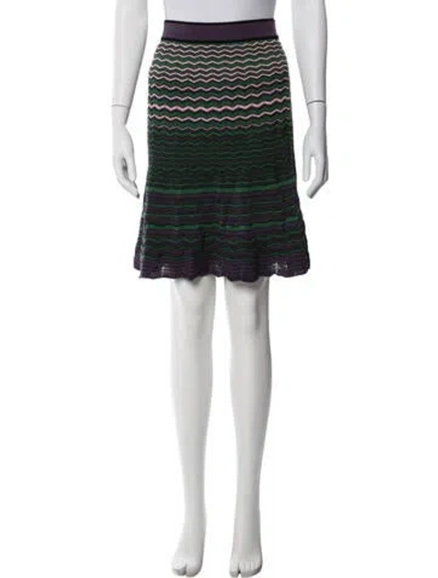 Pre-owned M Missoni Patterned Mini Skirt In Green/purple