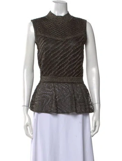 Pre-owned M Missoni Patterned Mock Neck Top In Black/gold/metallic