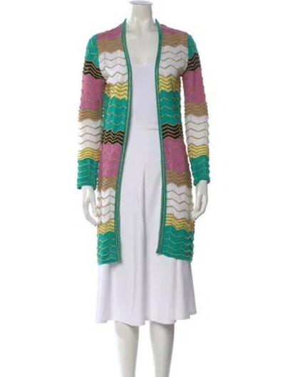 Pre-owned M Missoni Patterned Open Front Sweater