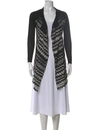 Pre-owned M Missoni Patterned Open Front Sweater In Black