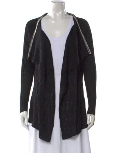 Pre-owned M Missoni Patterned Open Front Sweater In Black