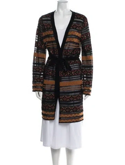 Pre-owned M Missoni Patterned Open Front Sweater In Black