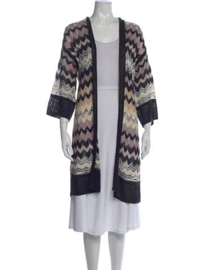 Pre-owned M Missoni Patterned Open Front Sweater In Black