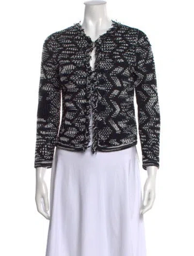 Pre-owned M Missoni Patterned Open Front Sweater In Black