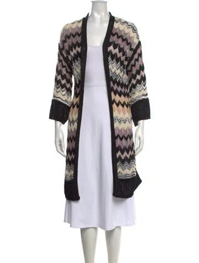 Pre-owned M Missoni Patterned Open Front Sweater In Black