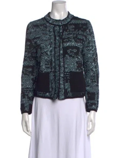 Pre-owned M Missoni Patterned Open Front Sweater In Black