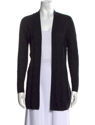 Pre-owned M Missoni Patterned Open Front Sweater In Black