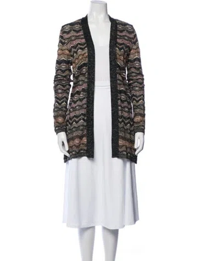 Pre-owned M Missoni Patterned Open Front Sweater In Black