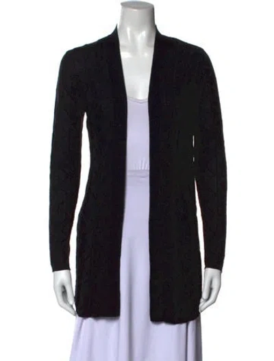Pre-owned M Missoni Patterned Open Front Sweater In Black