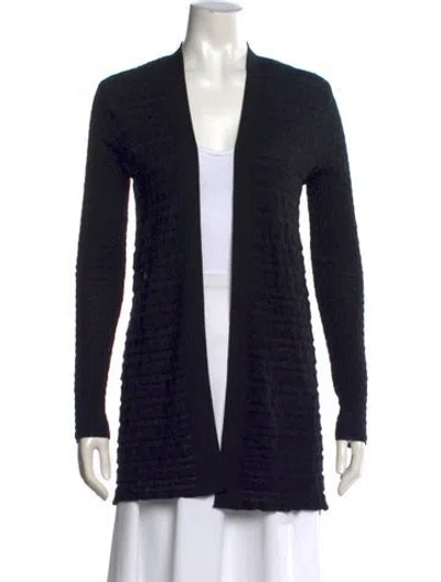 Pre-owned M Missoni Patterned Open Front Sweater In Black