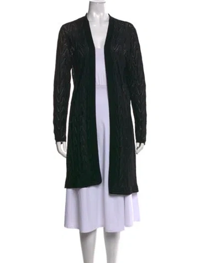 Pre-owned M Missoni Patterned Open Front Sweater In Black