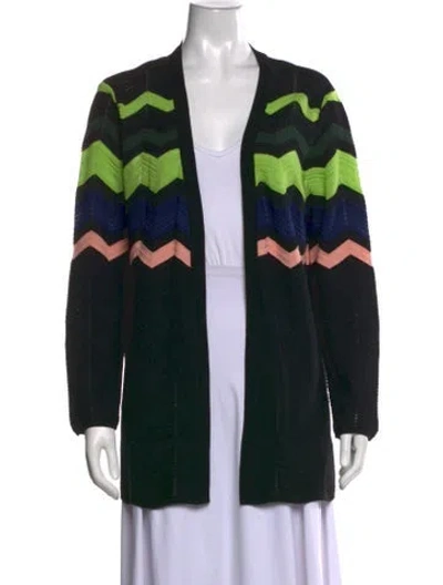 Pre-owned M Missoni Patterned Open Front Sweater In Black