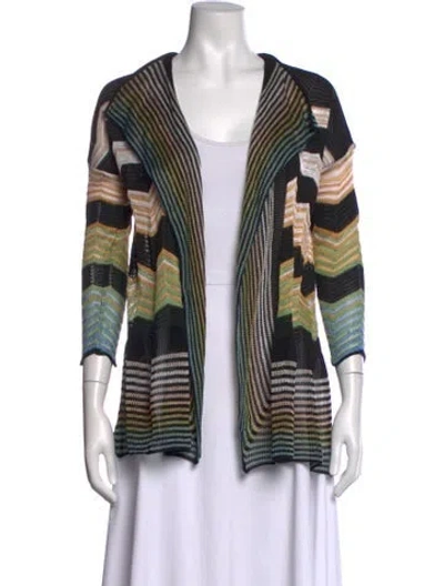 Pre-owned M Missoni Patterned Open Front Sweater In Black