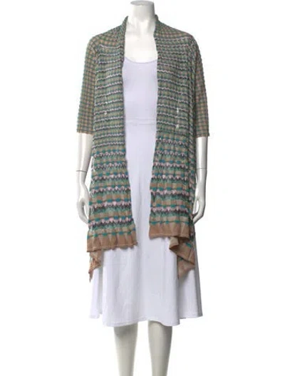 Pre-owned M Missoni Patterned Open Front Sweater In Brown