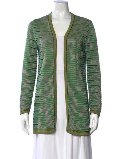 Pre-owned M Missoni Patterned Open Front Sweater In Green
